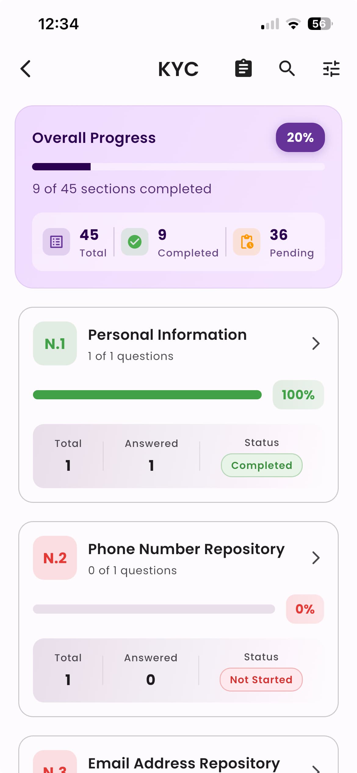 DapsCnect KYC screen